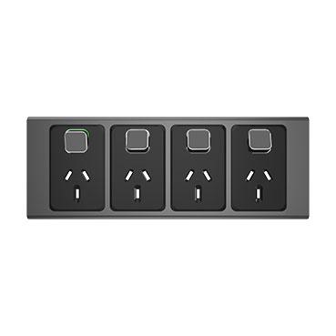 CLIPSAL ICONIC STYL SILVER SHADOW 10A QUAD POWERPOINT SKIN S3015/4C-SH