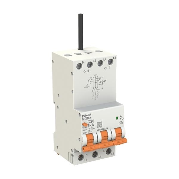 NHP MOD6+ 32A 3 POLE 6kA 30mA RCBO WITH NEUTRAL TAIL MD6RT3230A