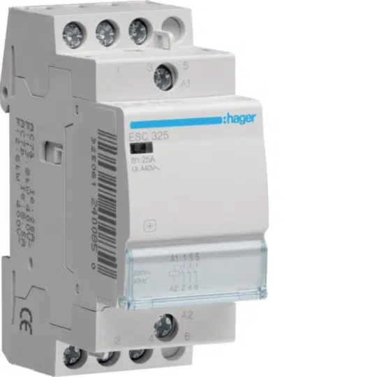 HAGER 25A 3NO (NORMALLY OPEN) 230V~50Hz CONTACTOR ESC325