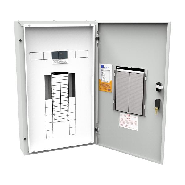NHP MOD6+ ONE 24 WAY IP40 PANEL BOARD LIGHT GREY WITH 250A ISOLATOR MAIN SWITCH MD6PO24M250LG