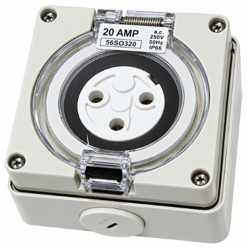 NEXE 3 PIN 20A ROUND SOCKET OUTLET 66SO320
