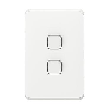 CLIPSAL ICONIC VIVID WHITE 2 GANG SKIN 3042C-VW