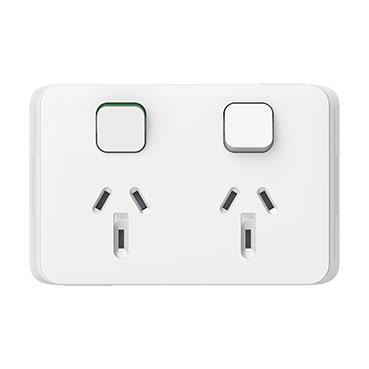 CLIPSAL ICONIC VIVID WHITE 10A DOUBLE POWERPOINT SKIN 3025C-VW