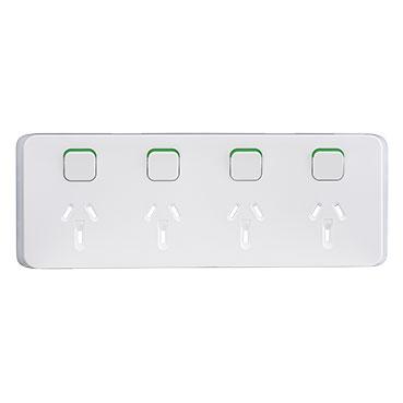 CLIPSAL ICONIC VIVID WHITE 10A QUAD POWERPOINT SKIN 3015/4C-VW