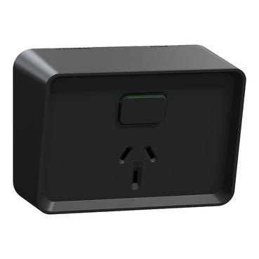 CLIPSAL ICONIC OUTDOOR BLACK 10A SINGLE POWERPOINT O3015-BK