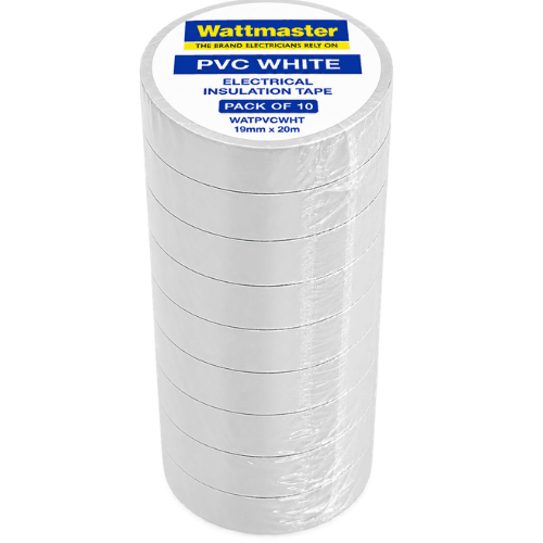 WATTMASTER PVC WHITE ELECTRICAL INSULATION TAPE PACK OF 10 WATPVCWLT