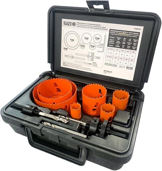 KLEIN TOOLS 8-PIECE ELECTRICIAN'S BI-METAL HOLESAW KIT (31908KITM)