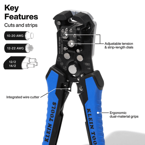 KLEIN TOOLS SELF-ADJUSTING WIRE STRIPPER & CUTTER (11061)