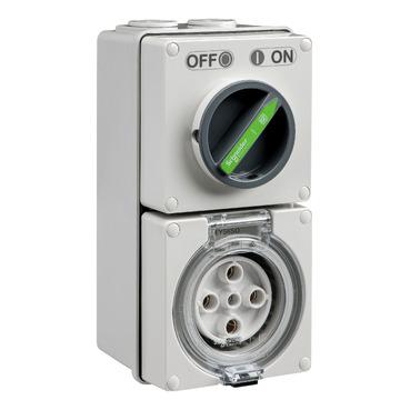 CLIPSAL EASY56 5 PIN 32A ROUND SWITCHED AND SOCKET EY56C532