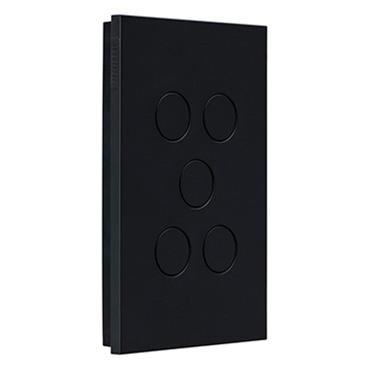 CLIPSAL SATURN ZEN BLACK 5 GANG PUSHBUTTON LED SWITCH Z4065PBL-ZB