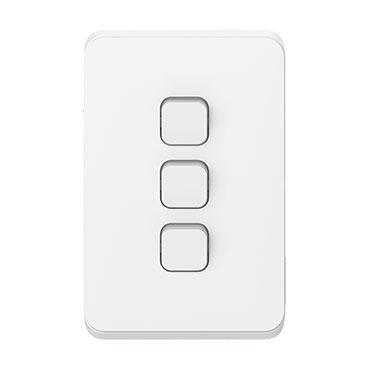 CLIPSAL ICONIC VIVID WHITE 3 GANG SKIN 3043C-VW