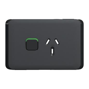 CLIPSAL ICONIC EXTRA BLACK 10A SINGLE POWERPOINT SKIN 3015C-XB