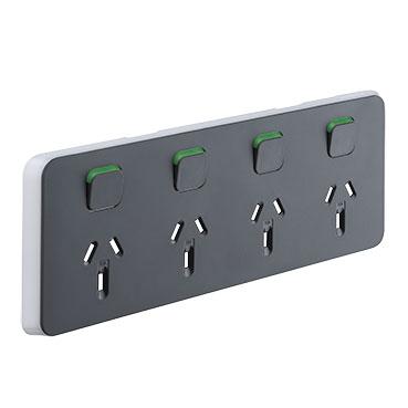 CLIPSAL ICONIC ANTHRACITE 10A QUAD POWERPOINT 3015/4C-AN