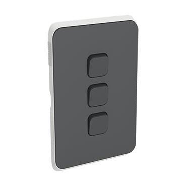 CLIPSAL ICONIC ANTHRACITE 3 GANG SKIN 3043C-AN