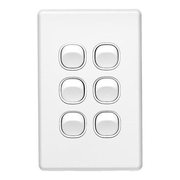 CLIPSAL CLASSIC C2000 6 GANG VERTICAL SWITCH C2036VA-WE