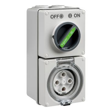 CLIPSAL EASY56 4 PIN 32A ROUND SWITCHED AND SOCKET EY56C432