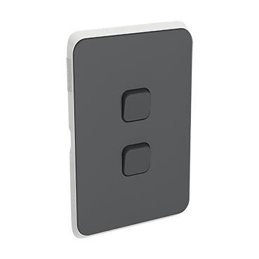 CLIPSAL ICONIC ANTHRACITE 2 GANG SKIN 3042C-AN