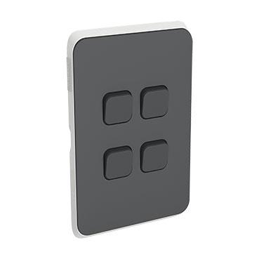 CLIPSAL ICONIC ANTHRACITE 4 GANG SKIN 3044C-AN