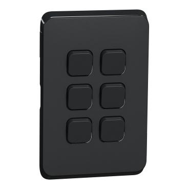 CLIPSAL ICONIC EXTRA BLACK 6 GANG SKIN 3046C-XB
