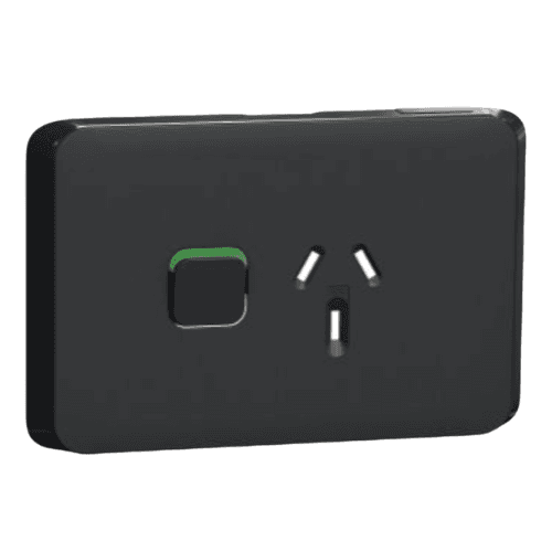CLIPSAL ICONIC EXTRA BLACK 15A SINGLE POWERPOINT SKIN 3015/15C-XB