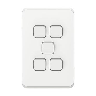 CLIPSAL ICONIC 5 GANG VERTICAL SWITCH 10A 3045VA-VW
