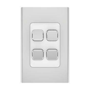 CLIPSAL ICONIC STYL SILVER 4 GANG SKIN S3044C-SV