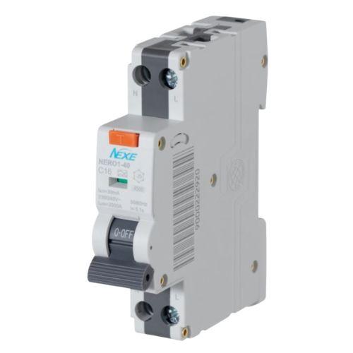NEXE 1 Pole 16A RCBO Type A 30mA 4.5kA Circuit Breaker NXRCBO16A