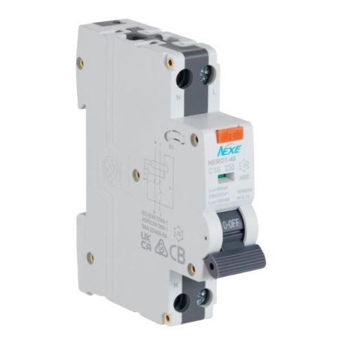 NEXE 1 Pole 10A RCBO Type A 30mA 4.5kA Circuit Breaker NXRCBO10A