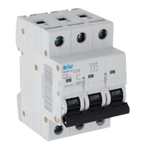 NEXE 3 Pole 20A C Curve 6kA Miniature Circuit Breaker MCB NXCBC320A